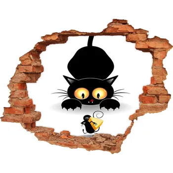 Fototapeta Díra 3D fototapeta na stěnu Kočka a myš