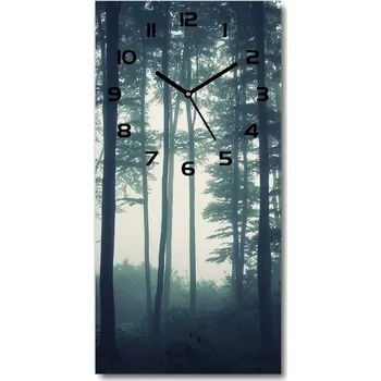 Hodiny Nástěnné skleněné hodiny Mlha v lese