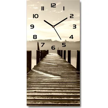 Hodiny Nástěnné skleněné hodiny Dřevěné molo
