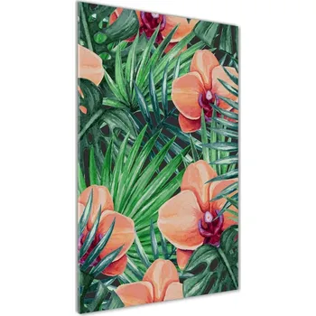 Obraz Vertikální Foto obraz skleněný svislý Orchidej a palmy