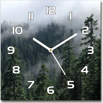 Hodiny Skleněné hodiny čtverec Lesní mlha