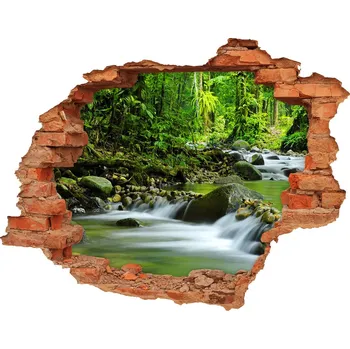 Fototapeta Díra 3D ve zdi nálepka Horský potok