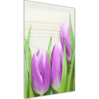 Obraz Vertikální Fotoobraz na skle Fialové tulipány