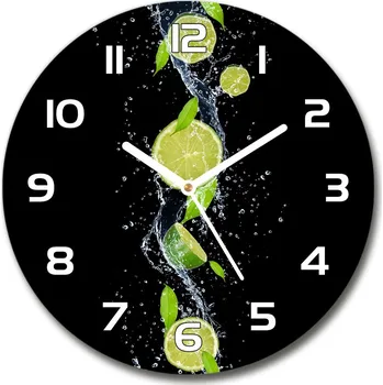 Hodiny Skleněné hodiny na stěnu Limetky a voda