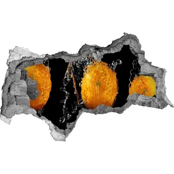 Fototapeta Nálepka 3D díra beton Pomeranče a voda
