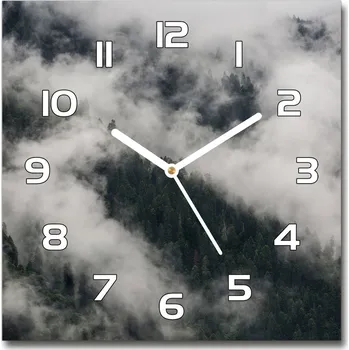 Hodiny Skleněné hodiny na stěnu Mlha nad lesem