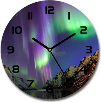Hodiny Skleněné hodiny kulaté Polární záře