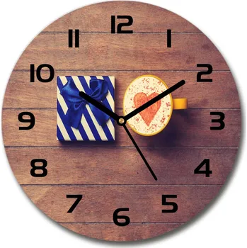 Hodiny Skleněné hodiny kulaté Káva a dárek