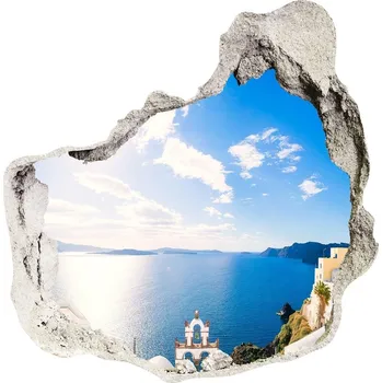 Fototapeta Díra 3D ve zdi nálepka Santorini Řecko