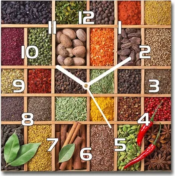 Hodiny Skleněné hodiny čtverec Koření a bylinky