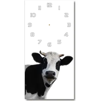 Hodiny Nástěnné skleněné hodiny Strakatá kráva