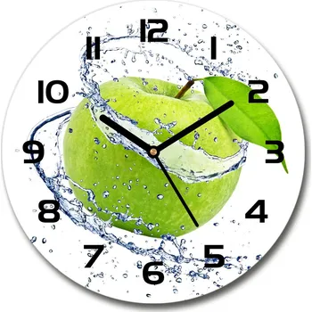 Hodiny Skleněné hodiny kulaté Zelená jablko