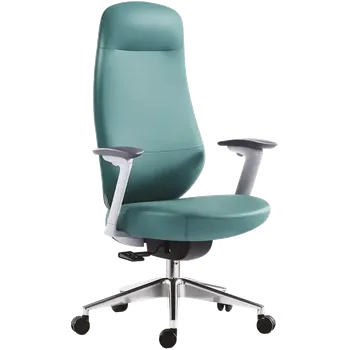 GALA, kancelářská židle, kostra bílá, kříž chrom, ekologická kůže, zelená eukalyptus