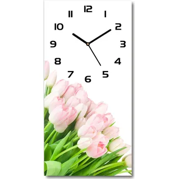 Hodiny Nástěnné hodiny tiché Růžové tulipíny