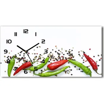 Hodiny Skleněné hodiny na stěnu Chilli papričky