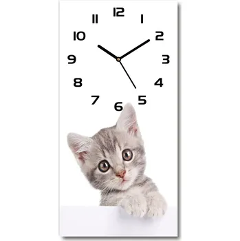 Hodiny Moderní hodiny nástěnné Šedá kočka