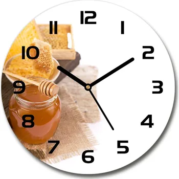 Hodiny Skleněné nástěnné hodiny kulaté Med