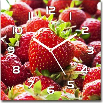 Hodiny Skleněné hodiny čtverec Jahody