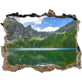 Fototapeta Díra 3D ve zdi nálepka Morské oko Tatry