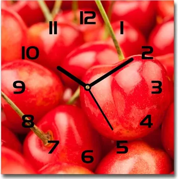 Hodiny Skleněné nástěnné hodiny čtverec Višně