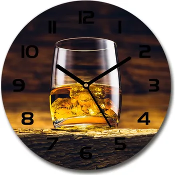 Hodiny Skleněné hodiny na stěnu Bourbon ve sklenici