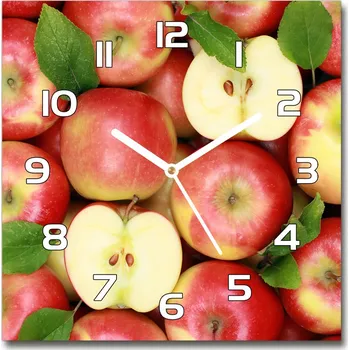 Hodiny Skleněné nástěnné hodiny čtverec Jablka