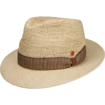 Klobouk Exkluzivní panamský crochet klobouk Fedora s béžovou stuhou - Mayser Manuel Velikost: 60 cm
