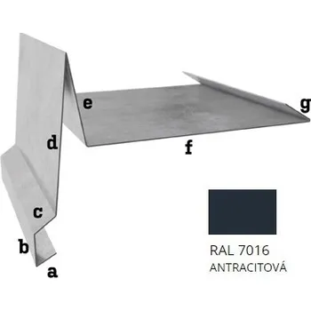 okap BLIX Hliník tl. 0,6 mm Závětrná lišta spod r.š. 250 RAL 7016 černá antracit
