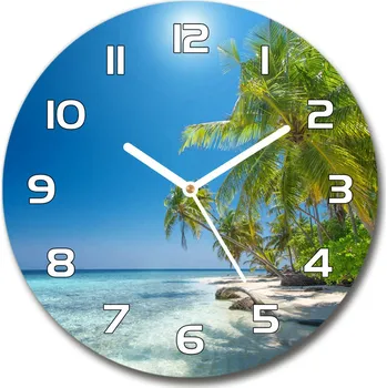 Hodiny Skleněné hodiny kulaté Maledivy pláž
