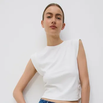 Dámské tričko Reserved - Tričko s ozdobným řasením - bílá - 9957B-00X - 9957B-00X-M