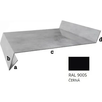 Parapet BLIX Pozink tl. 0,5 mm Parapet r.š. 380 RAL 9005 Černa