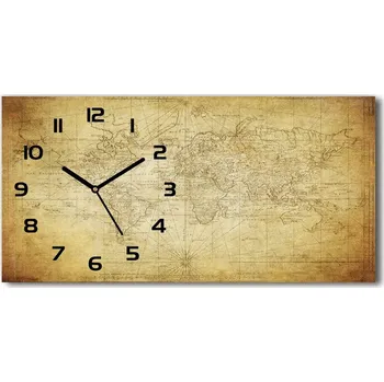 Hodiny Skleněné hodiny na stěnu Stará mapa světa