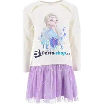 Dívčí šaty Dívčí bavlněné letní šaty Ledové království s tylovou sukní - bílé
