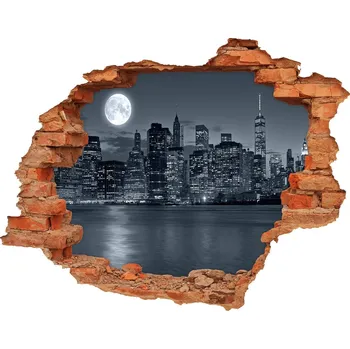 Fototapeta Fototapeta díra na zeď 3D New York noc