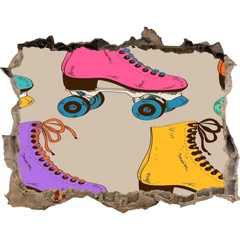 Fototapeta Fotoobraz díra na stěnu Barevné kolečkové brusle