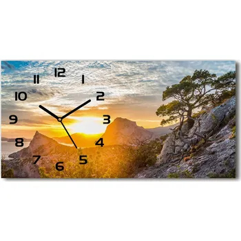 Hodiny Skleněné hodiny na stěnu tiché Západ slunce