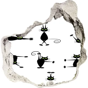 Fototapeta Díra 3D fototapeta nástěnná Kočky ilustrace