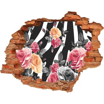 Fototapeta Nálepka 3D díra na zeď Růže pozadí zebra