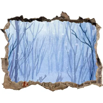 Fototapeta Díra 3D ve zdi nálepka Cihla les zima
