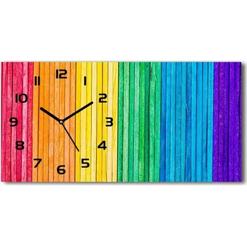 Hodiny Skleněné hodiny na stěnu tiché Barevné pásky