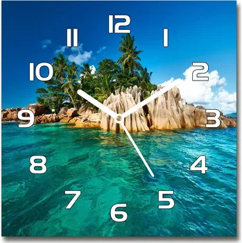 Hodiny Skleněné hodiny na stěnu Tropický ostrov