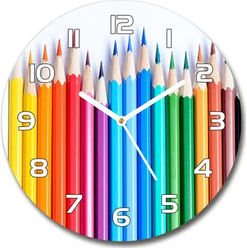 Hodiny Skleněné hodiny na stěnu Barevné pastelky