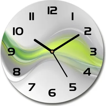 Hodiny Skleněné hodiny kulaté Abstrakce vlna