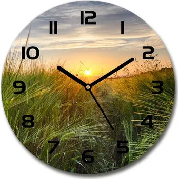 Hodiny Skleněné hodiny kulaté Pole pšenice