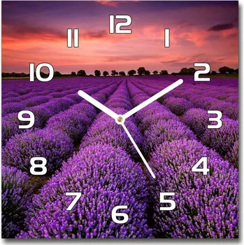 Hodiny Skleněné hodiny čtverec Pole levandule