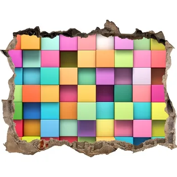 Fototapeta Fototapeta díra na zeď Barevné čtverce