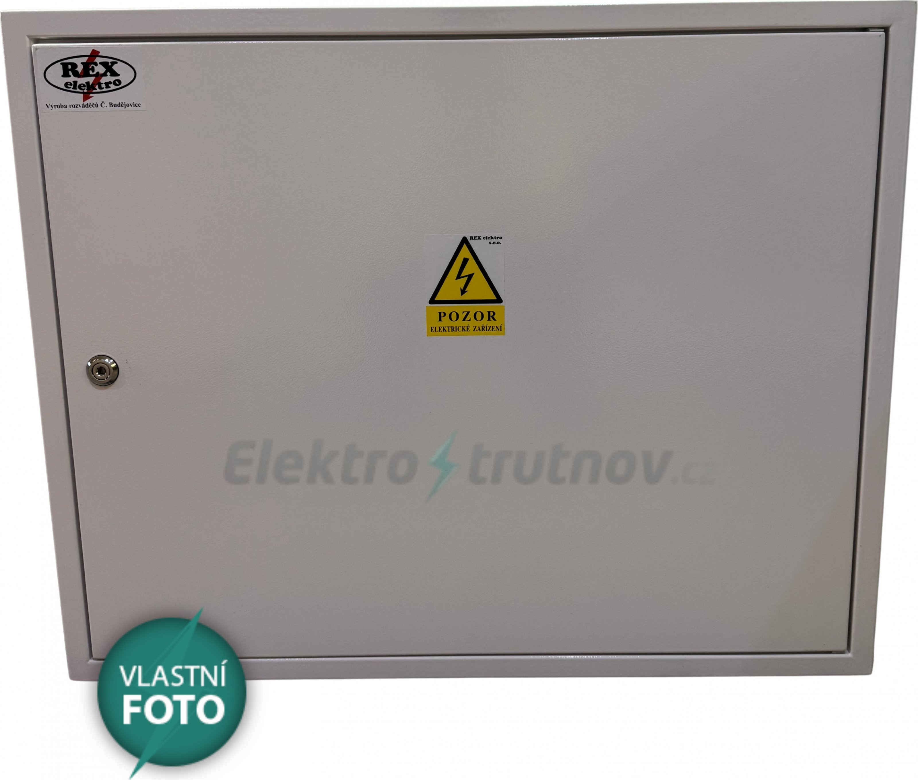 Rozvaděč REX RE 1/1+36M elektroměrový celoplechový bílý zapuštěný s hlavním vypínačem pro ČEZ s podružnou částí vlevo