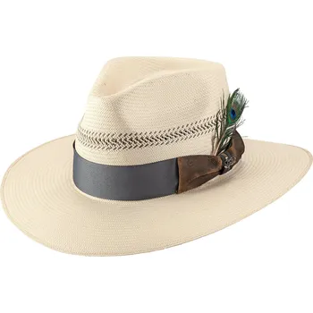 Klobouk Luxusní pánský slaměný klobouk MEDITERRANEAN – pravý panamský Shantung, ručně zdobený Velikost: 57 cm (M)