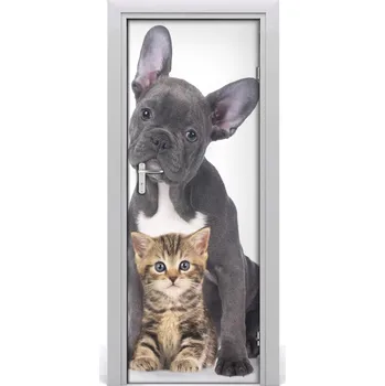 Fototapeta Samolepící fototapeta na dveře Pes a kočka 75x205 cm
