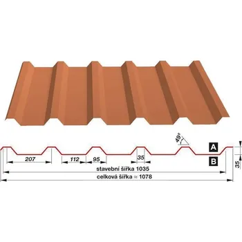 plechová krytina SATJAM Trapézové plechy SAT35 SAT35 0,63 mm 207/1035 AlZn